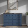 9 Drawer Dresser with Wooden Top, Tall Fabric Dresser & Chest of Drawers for Bedroom Closet Living Room - Blue