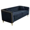 87.01"W Modern Tufted Velvet Sofa ,Stylish and Comfortable for Living Room Sofa, Hotel Apartment,Black - as Pic