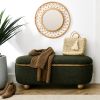 Storage Ottoman Bench, Upholstered End of Bed Ottoman Bench with Storage and Seating, Large Blanket Storage Bench, Dark green - as Pic