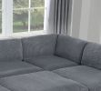 Contemporary Dark Gray 6pc Modular Sectional Set Corduroy Upholstery Couch 2x Corner wedge, 3x Armless Chairs 1x Ottoman Living Room - as Pic