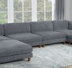 Contemporary Dark Gray 6pc Modular Sectional Set Corduroy Upholstery Couch 2x Corner wedge, 2x Armless Chairs 2x Ottomans Living Room - as Pic