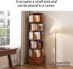 Rotating Bookshelf, 360 Display Corner Bookshelf for Small Space, 6 Tier Bookcase Storage Rack with Wheels, Wood Narrow Organizer