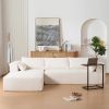 112"Modular Sectional Sofa with Free Side Table,Wide Seat,Fully Compressed,Wrinkle-resistant Boucle Fabric Couch with Chaise, 3 Color - as Pic