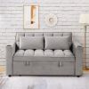 58" 4-1 Multi-functional Sofa Bed with Cup Holder and USB Port for Living Room or Apartments - Gray - Foam