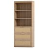 71 Inches Tall Storage Cabinet, Rattan Bookcase with 3 Drawers and 3-Tier Open Shelves, Wooden Bookshelf Storage Organizer