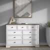 9 Drawer Dresser with Wooden Top, Tall Fabric Dresser & Chest of Drawers for Bedroom Closet Living Room - White
