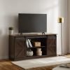 58" Farmhouse TV Stand and Entertainment Center for Televisions up to 65 Inchs,with Sliding Barn Doors and Storage Cabinets,Espresso - Brown -