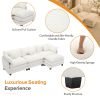 112.2" L-Shape Chenille Upholstered Sofa for Living Room Modern Luxury Sofa Couch with Ottoman and 5 Pillows for Living Room - Beige - Foam