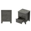 Farmhouse Wooden Nightstand Set of 2 with Retro Design, Wood Side Table with Storage Cabinet for Bedroom, Antique Gray - as Pic