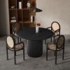 Black Round Dining Table, MDF handcraft Pedestal Dining Room Table Restaurant Furniture Leisure Coffee Table-47.2" L x 47.2" W x 29.5" H - as Pic