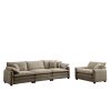 Mid-Century Modern Sofa Set of Two, One 3-Seater Sofa and One Single Seat Sofa with Tan Corduroy Fabric