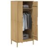 Wardrobe FLORO Wax Brown 30.3"x20.9"x67.3" Solid Wood Pine - Brown