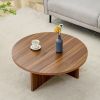 Versatile Walnut-Finished MDF Round Coffee Table for Diverse Interior Styles, with Dimensions of 31.5*31.5*13.98 Inches
