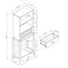 Wine Bar Cabinet, Kitchen Storage Cabinet with Drawer and Open Shelves, Distressed Grey - as Pic
