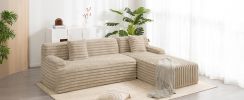 110" Cloud Sectional Sofa Upholstered Couch Free-combined Sofa for Living Room, Light Coffee - as Pic
