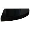 Floating Corner Shelves 4 pcs High Gloss Black 13.8"x13.8"x1.5" MDF - Black