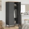 Wardrobe FLORO Gray 30.3"x20.9"x67.3" Solid Wood Pine - Gray