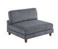 Contemporary Dark Gray 6pc Modular Sectional Set Corduroy Upholstery Couch 2x Corner wedge, 2x Armless Chairs 2x Ottomans Living Room - as Pic