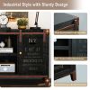 Farmhouse TV Stand for 55 inch TV, 30' Tall Industrial Media Entertainment Center with Sliding Barn Doors - Black - Engineered Wood
