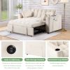58" 4-1 Multi-functional Sofa Bed with Cup Holder and USB Port for Living Room or Apartments - Milk White - Foam
