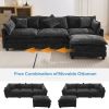 112.2" L-Shape Chenille Upholstered Sofa for Living Room Modern Luxury Sofa Couch with Ottoman and 5 Pillows for Living Room - Black - Foam