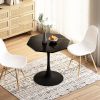 31.50"Modern Octagonal Coffee Table with Printed Black Marble Table Top,Metal Base, for Dining Room, Kitchen, Living Room - as Pic