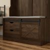 Coat Rack with Storage Shoe Cabinet - Dark Brown