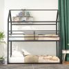 Bunk Beds for Kids Twin over Twin,House Bunk Bed Metal Bed Frame Built-in Ladder,No Box Spring Needed Black - as pic