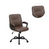 Adjustable Height Office Chair with Padded Armrests, Brown - as Pic