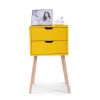 Mid-Century Nightstand with 2 Sliding Drawers, Wood Sofa Side Table, Modern End Table for Living Room Bedroom, Set of 2 - as Pic