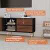 TV Stand up to 70+ inch, Mid Century Modern Television Stands with 2 Drawers, Entertainment Center with Storage Cabinet, Brown - Brown