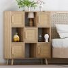9-Cube Storage Organizer, Storage Cabinet with 4 Open Cubes and 5 Cabinets, Free Standing Wooden Cubby Bookcase