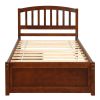 Twin Platform Storage Bed Wood Bed Frame with Two Drawers and Headboard, Walnut(Previous SKU: SF000062DAA) - as pic