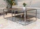 Padena Metal Frame Wood Living Room Coffee Table with Shelf - as Pic