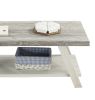 Athens Contemporary Two-Tone Wood Shelf Coffee Table in Weathered Gray and Beige - as Pic
