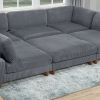 Contemporary Dark Gray 6pc Modular Sectional Set Corduroy Upholstery Couch 2x Corner wedge, 3x Armless Chairs 1x Ottoman Living Room - as Pic