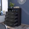 Four Drawer Dresser Wuju, One Shelf, Black Wengue Finish - Black