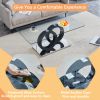 Modern Style Glass Top MDF Coffee Table with Black Base, Suitable for Living Rooms and Lounge Areas, with Product Dimensions of 47.2*25.6*17.8