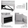 104.5" Pull Out Sleeper Sofa Reversible L-Shape 3 Seat Sectional Couch with Storage Chaise and 2 Stools for Living Room Furniture Set - Gray - Linen