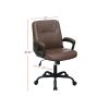 Adjustable Height Office Chair with Padded Armrests, Brown - as Pic