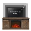 Fireplace TV Stand for Television up to 65 Inch with Storage and Farmhouse Sliding Barn Doors,Natural Brown - Brown - MDF+Metal