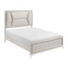 1pc Modern Luxury Queen Bed Upholstered Headboard with LED Lighting Wooden Bedroom Furniture Antique White Finish and Gold - as Pic