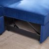 Convertible Pull Out Sleeper Sofa Bed with Storage Chaise, Oversized U Shaped Sectional Couch Bed with 2 Pillows,Velvet Blue