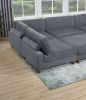 Contemporary Dark Gray 6pc Modular Sectional Set Corduroy Upholstery Couch 2x Corner wedge, 3x Armless Chairs 1x Ottoman Living Room - as Pic
