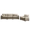 Mid-Century Modern Sofa Set of Two, One 3-Seater Sofa and One Single Seat Sofa with Tan Corduroy Fabric