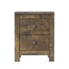 Farmhouse Wooden Nightstand Set of 2 with Retro Design, Wood Side Table with Storage Cabinet for Bedroom, Antique Walnut - as Pic