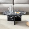 Versatile MDF Black Round Coffee Table for Various Interior Styles, with Product Dimensions of 31.5*31.5*13.98
