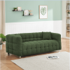 Refreshing Green Teddy Fleece Sofa - 80" Ideal for Living Room or Bedroom, Comes with Two Throw Pillows and Sturdy Hardware Foot Support - as Pic