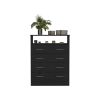 Four Drawer Dresser Wuju, One Shelf, Black Wengue Finish - Black