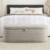 Welike Length 45.5 inchesStorage Ottoman Bench Upholstered Fabric Storage Bench End of Bed Stool, Grey teddy.